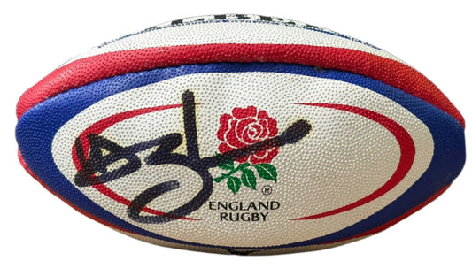 England Rugby Legend & TV Pundit Lawrence Dallaglio Signed Mini Rugby Ball + Cert