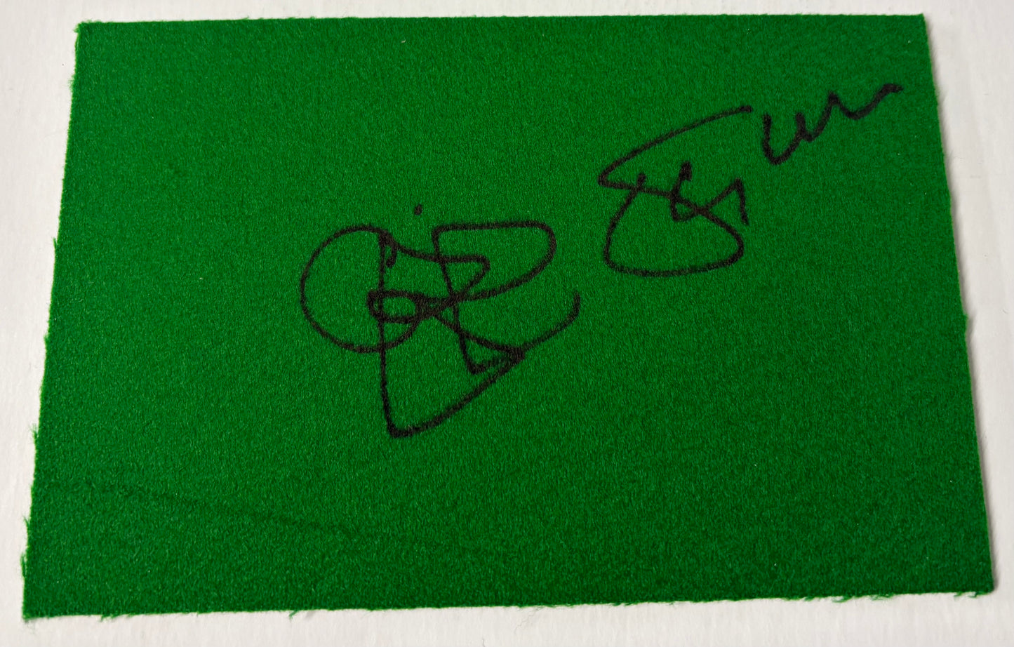 1980 World Snooker Champion Cliff Thorburn Signed Green Snooker Baize + COA