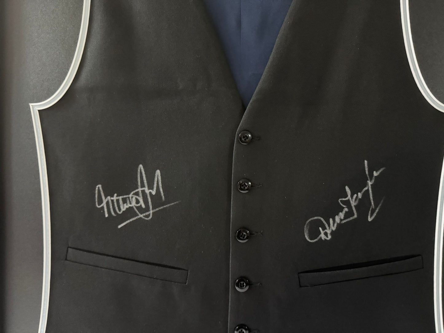 Dennis Taylor & Steve Davis 1985 World Snooker Finalists Signed Framed Waistcoat + Cert