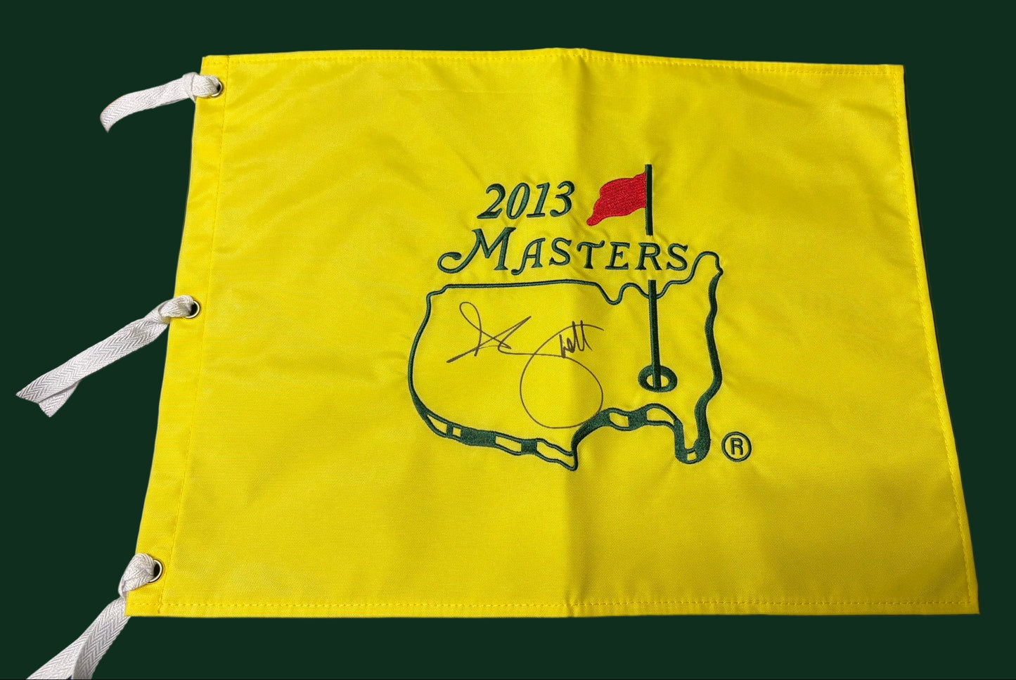Adam Scott Winner Signed 2013 Augusta Masters Golf Flag + Dealer COA