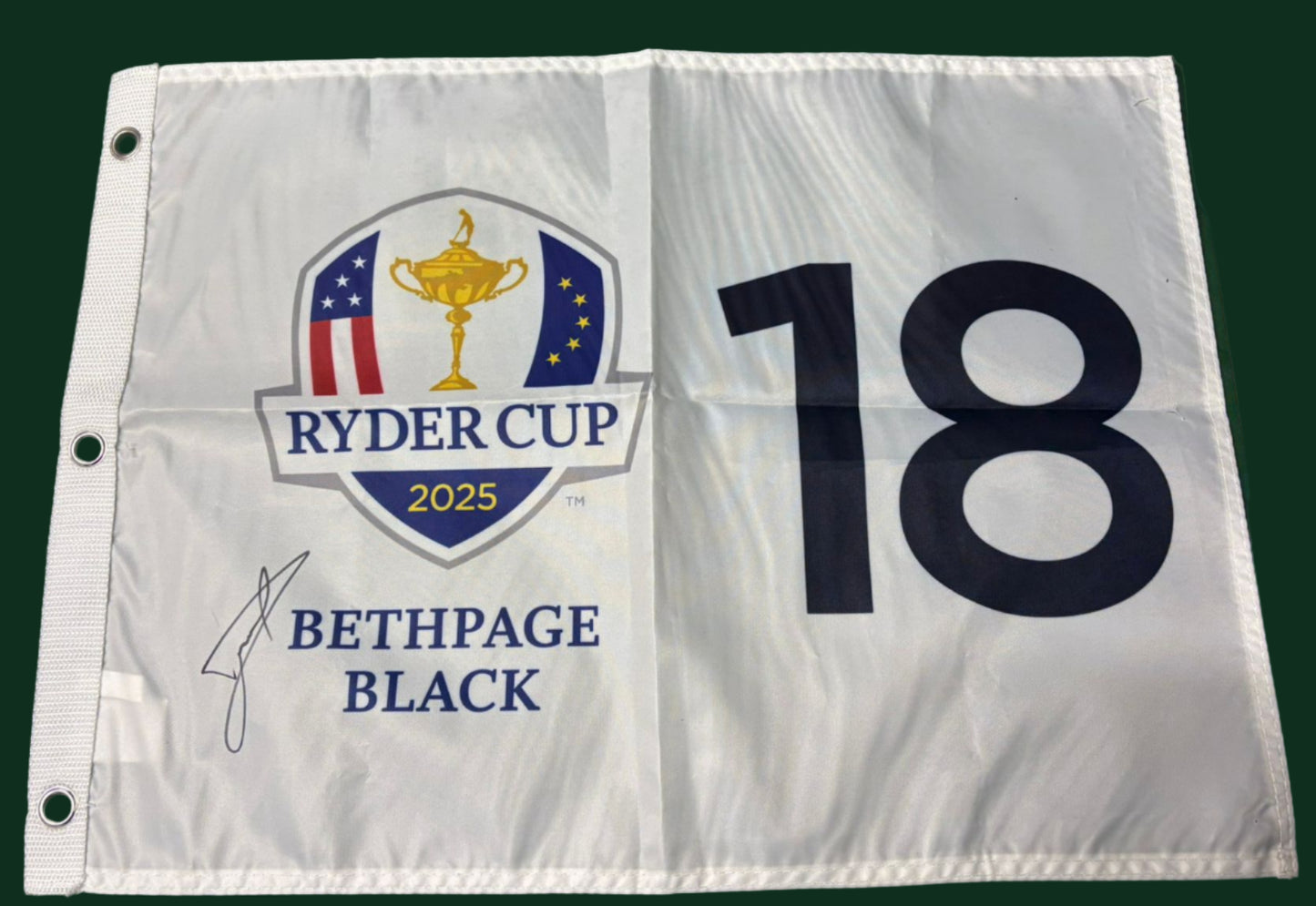 Luke Donald Captain Signed 2025 Ryder Cup at Bethpage Black Golf Flag + COA