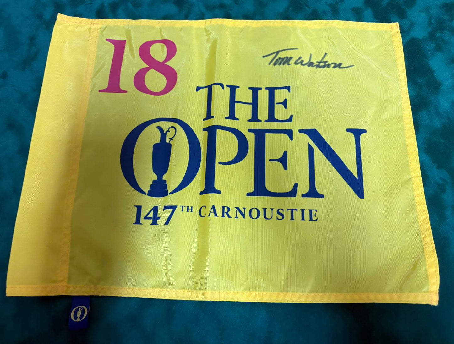 Golf Legend Tom Watson Signed 147th Open at Carnoustie Golf Flag + Dealer COA
