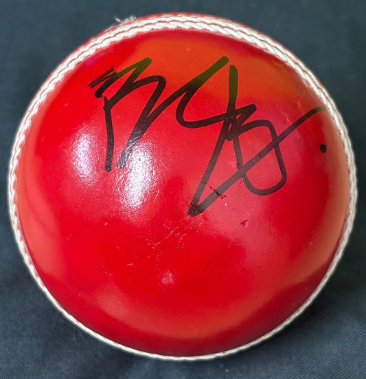 England & Durham Cricketer Brydon Carse Signed Red Cricket Ball + Dealer COA