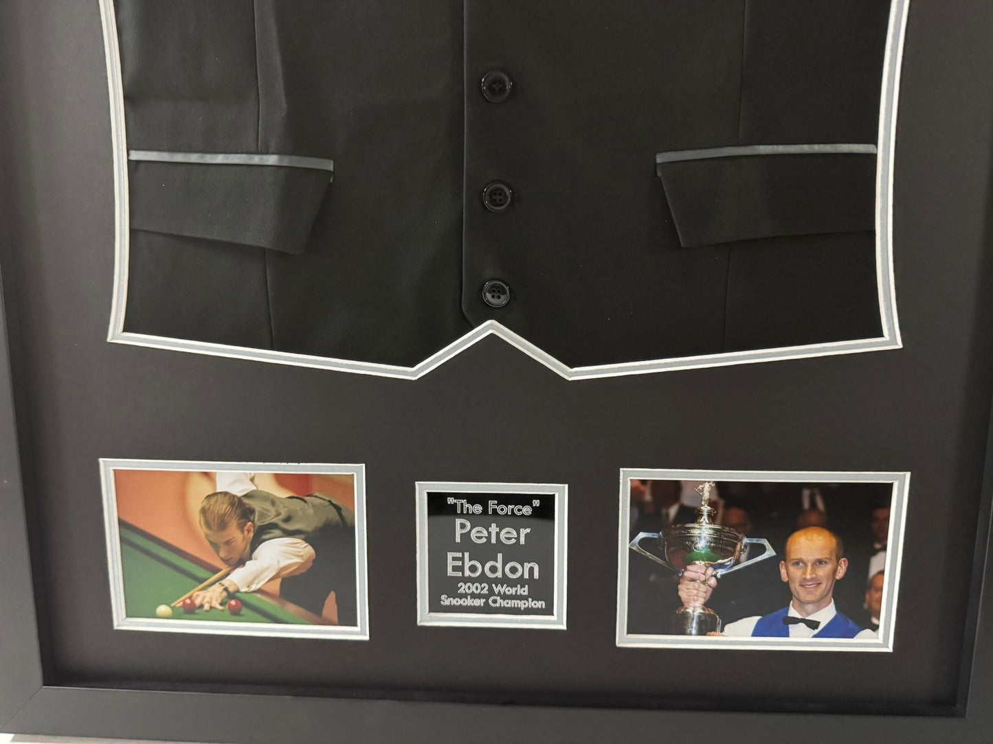 2002 World Snooker Champion Peter Ebdon Signed & Framed Waistcoat + COA