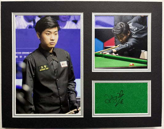 World Snooker Tour Player Wang Yuchen Signed Table Baize Display + Dealer COA