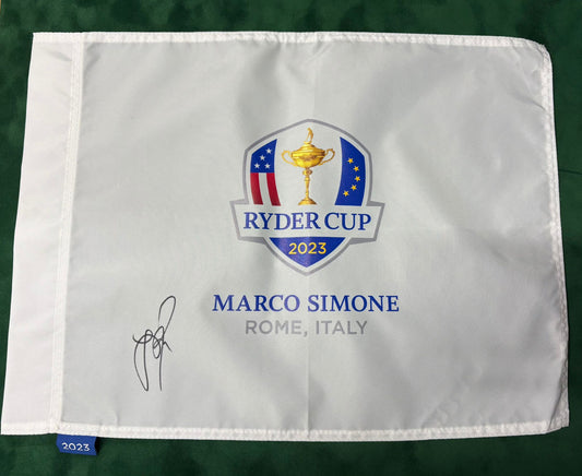 Justin Rose Signed 2023 Ryder Cup at Marco Simone Golf Flag + Dealer COA