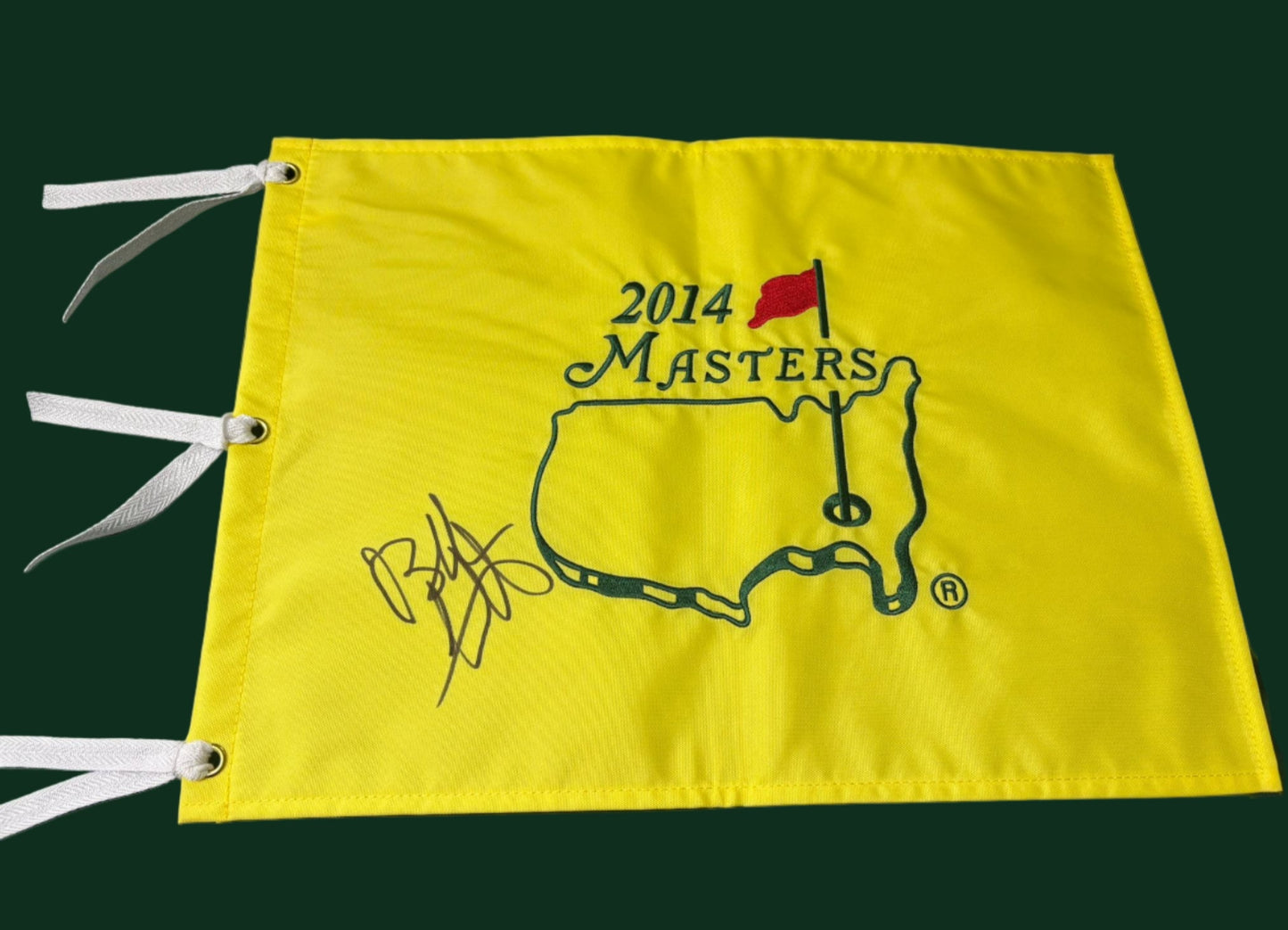 Bubba Watson Winner Signed 2014 Augusta Masters Golf Flag + Dealer COA