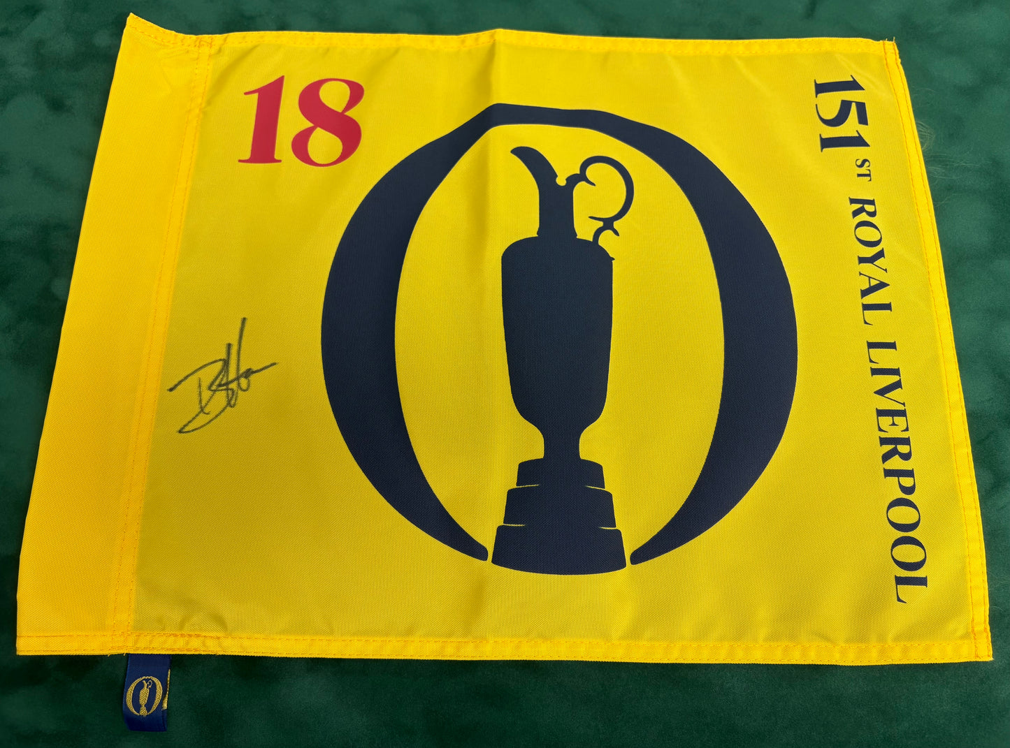 Winner Brian Harman Signed 151st Open at Royal Liverpool Golf Flag + Dealer Cert