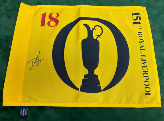 Winner Brian Harman Signed 151st Open at Royal Liverpool Golf Flag + Dealer Cert