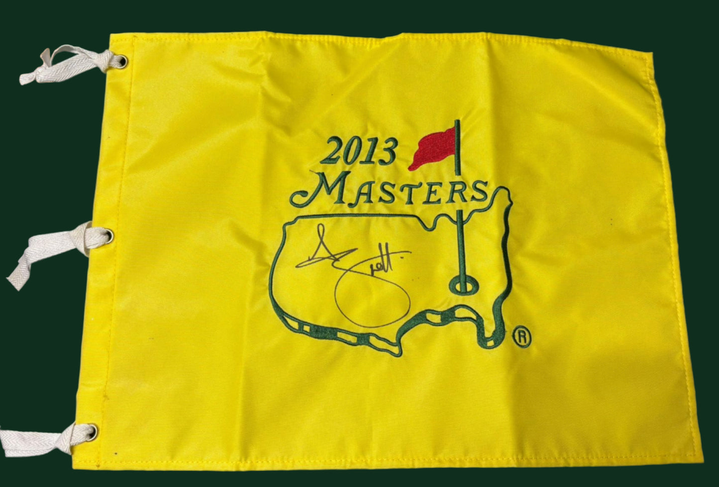 Adam Scott Winner Signed 2013 Augusta Masters Golf Flag + Dealer COA
