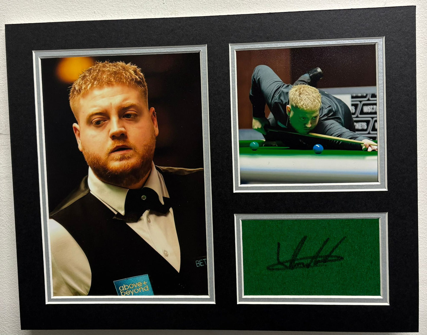 Professional Snooker Player Louis Heathcote Signed Table Baize Display + Cert