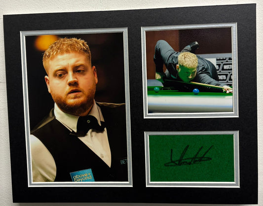 Professional Snooker Player Louis Heathcote Signed Table Baize Display + Cert