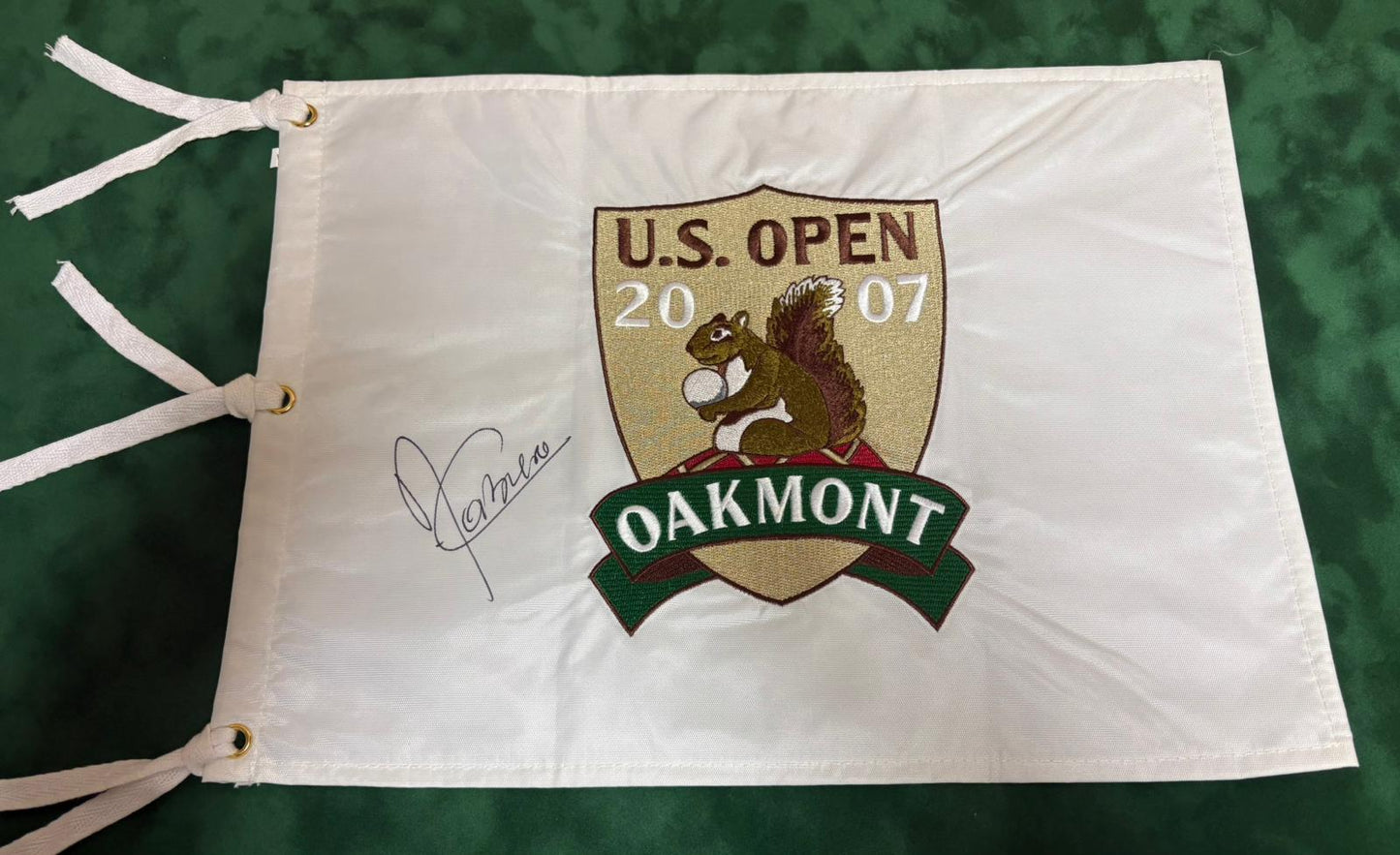 Ángel Cabrera Winner Signed 2007 US Open at Oakmont Golf Pin Flag + Dealer COA