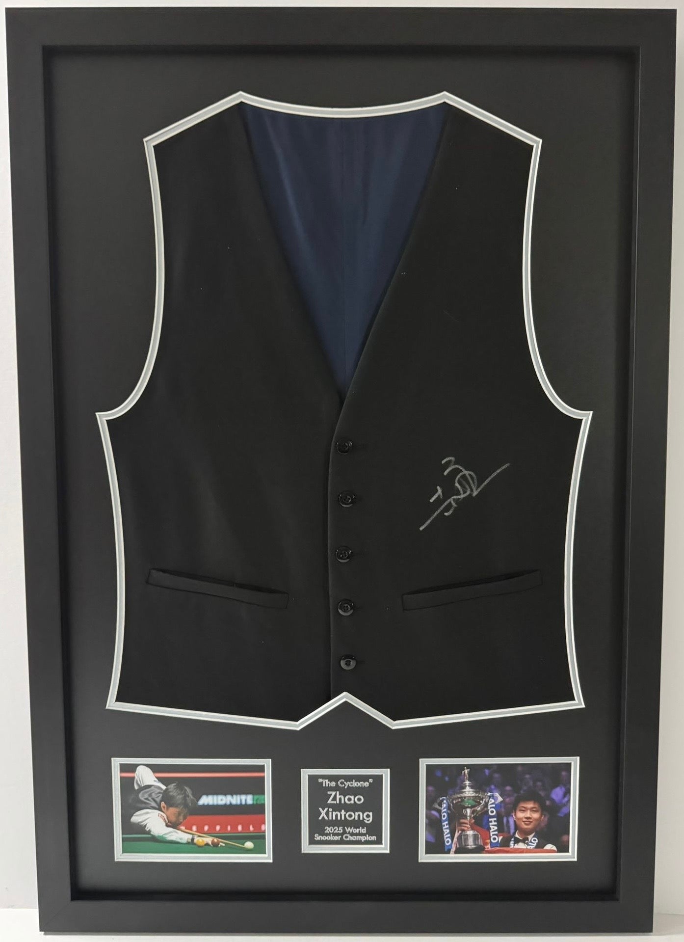 2025 World Snooker Champion Zhao Xintong Signed & Framed Waistcoat + Cert