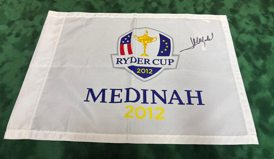 José María Olazábal Captain Signed 2012 Ryder Cup at Medinah Golf Flag + Dealer COA