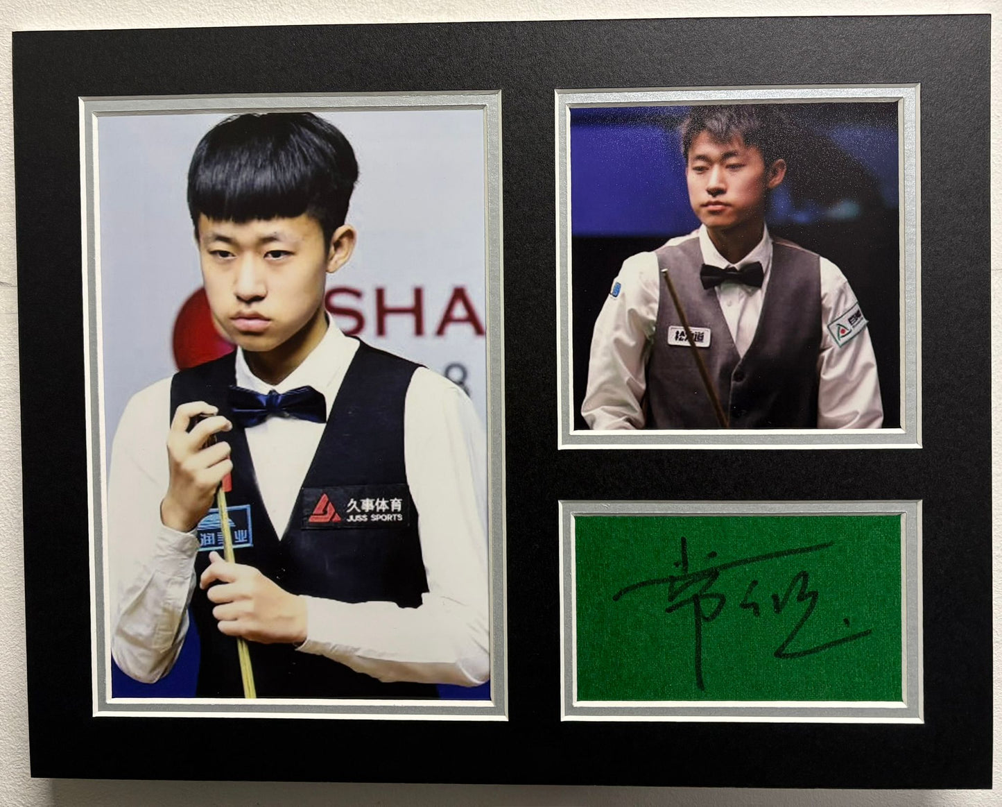 Professional Snooker Player Chang Bingyu Signed Table Baize Display + Dealer COA