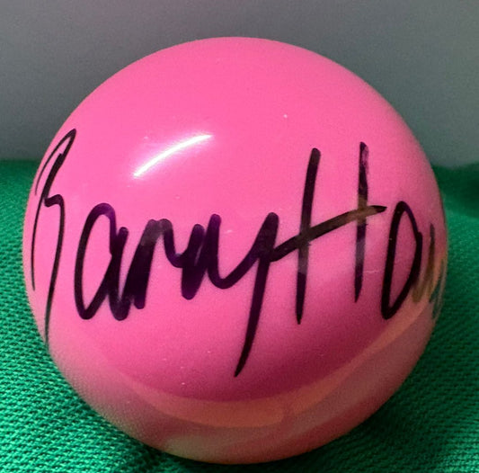 Barry 'The Hawk' Hawkins Signed Pink Snooker Ball + Dealer COA