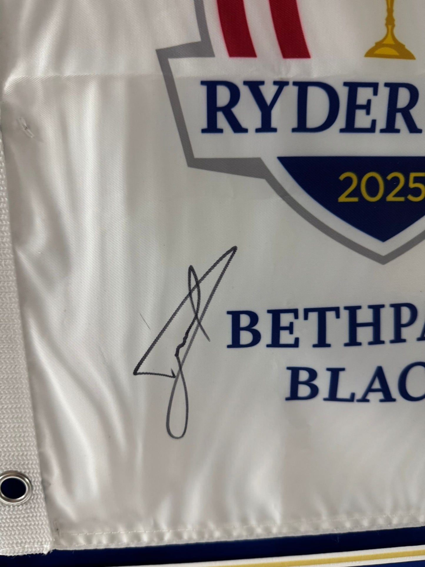 Luke Donald Captain Signed 2025 Ryder Cup at Bethpage Black Golf Flag Display + COA