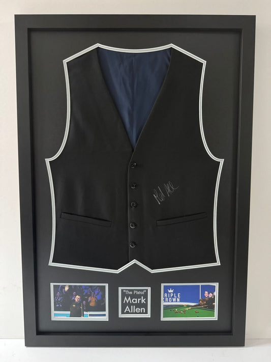Mark Allen ‘The Pistol’ Snooker Star In Person Signed & Framed Waistcoat + COA