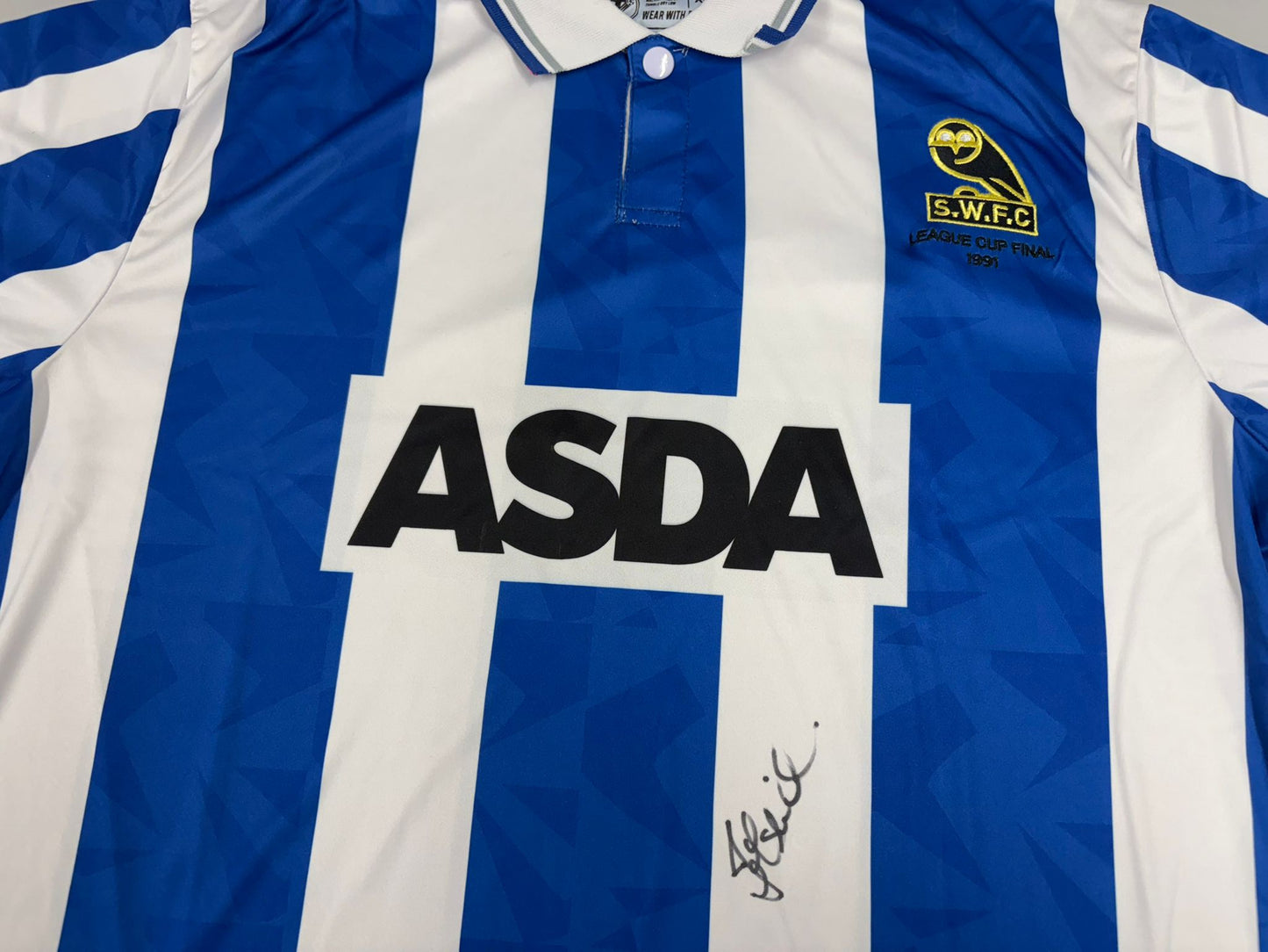 John Sheridan Signed 1991 Sheffield Wednesday League Cup Final Football Shirt + COA