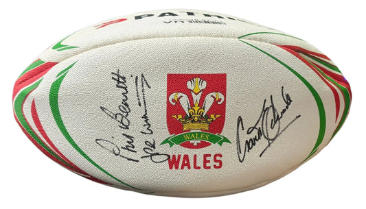 Welsh Rugby Legends Gareth Edwards, Phil Bennett & JPR Williams Signed Wales Full Size Rugby Ball + Cert