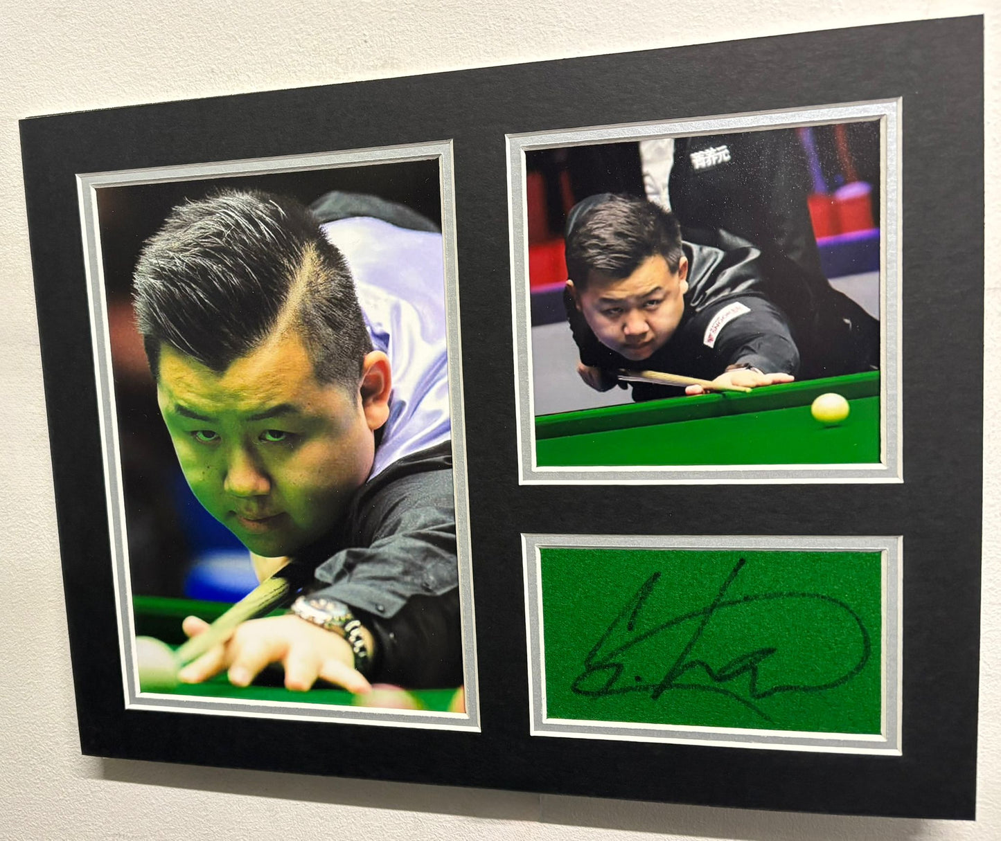 Professional Snooker Player Sanderson Lam Signed Table Baize Display + Cert