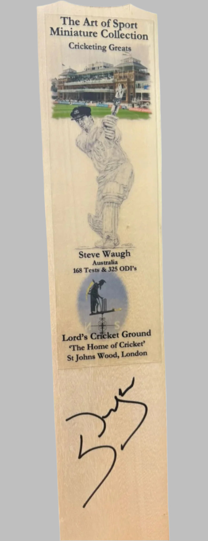 Steve Waugh Australian Ashes Legend RARE Signed Mini Cricket Bat + Dealer COA