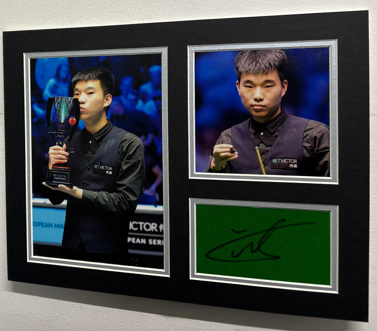 2022 European Masters Winner Fan Zhengyi Signed Table Baize Display + Dealer COA