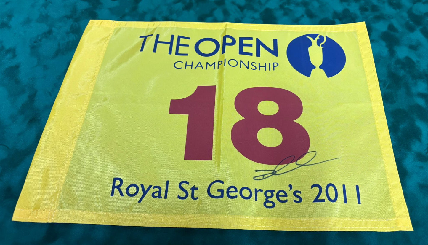 Darren Clarke Winner Signed 2011 Open at Royal St George's Golf Flag + Dealer COA