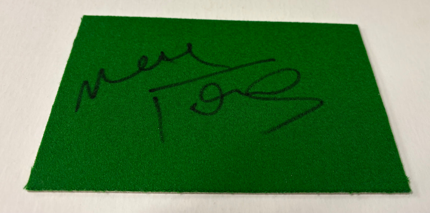 Commentator & Presenter Neal Foulds Signed Green Snooker Baize (6x4 inch approx) + COA