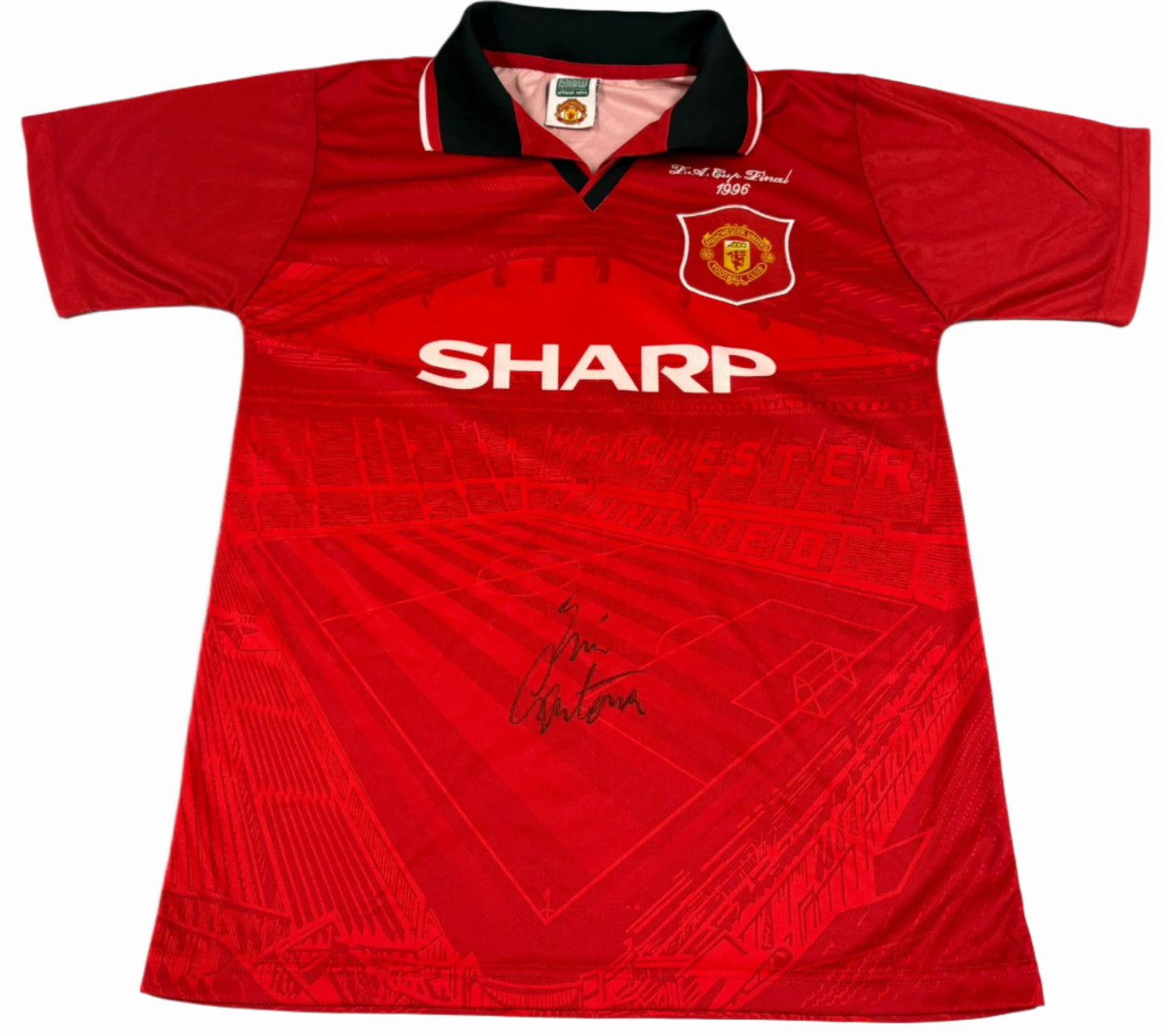 Eric Cantona Signed Manchester United FC 1996 FA Cup Final Retro Football Shirt + COA