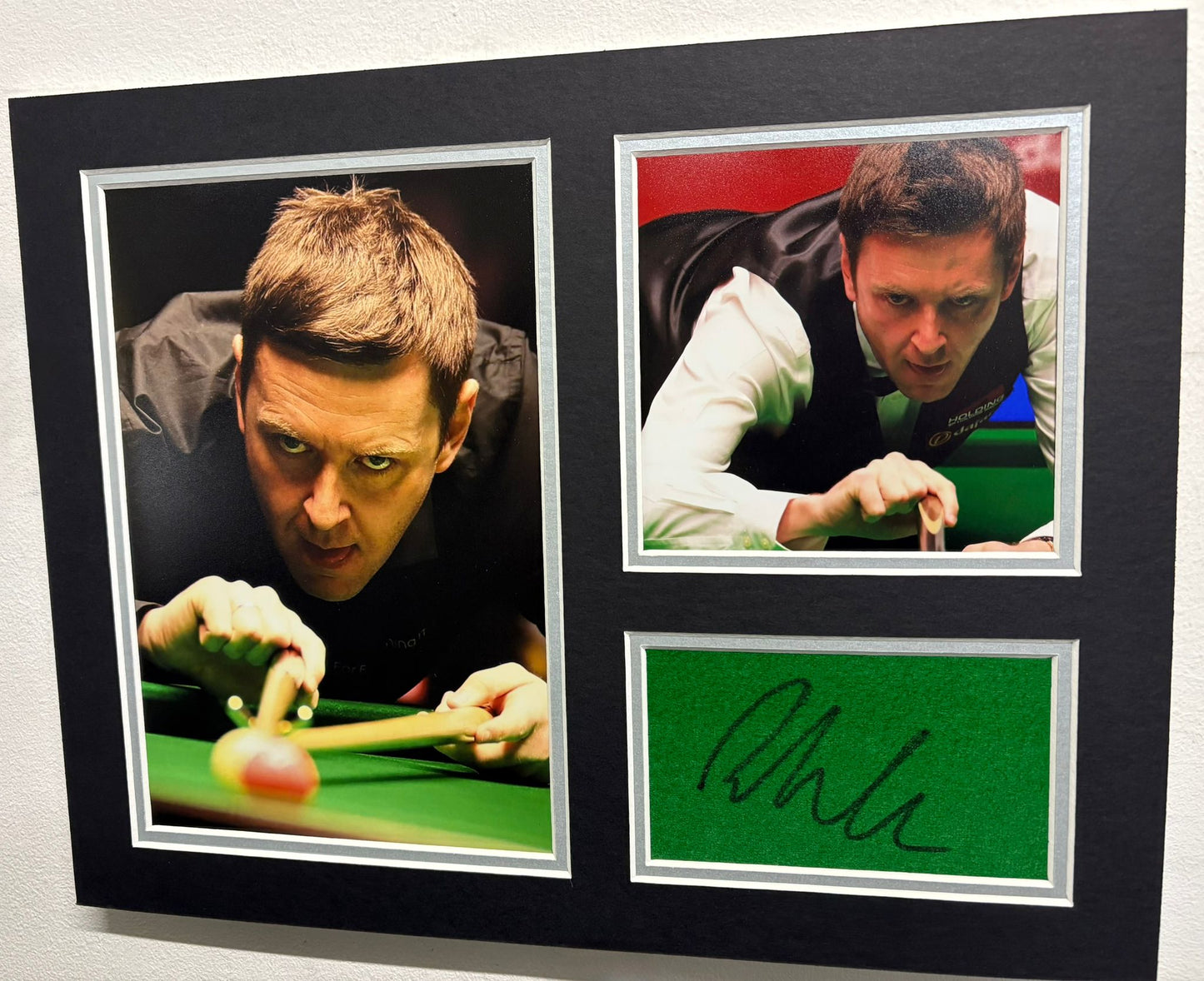Professional Snooker Player Ricky Walden Signed Green Table Baize Display + Cert