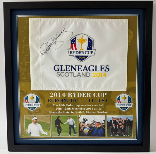 Paul McGinley 2014 Team Europe Ryder Cup Captain Signed Gleneagles Golf Flag Display + COA