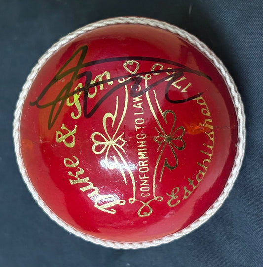 England Test Cricketer Josh Tongue Signed Red Cricket Ball + Dealer COA