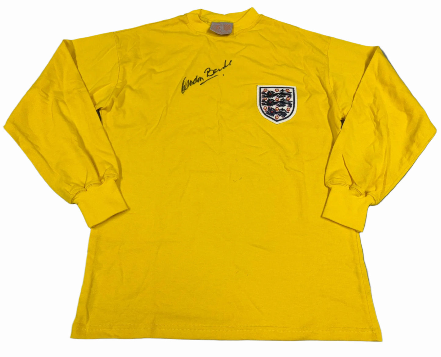 England 1966 World Cup Final Retro Goal Keeper Football Shirt Signed by Gordon Banks + COA
