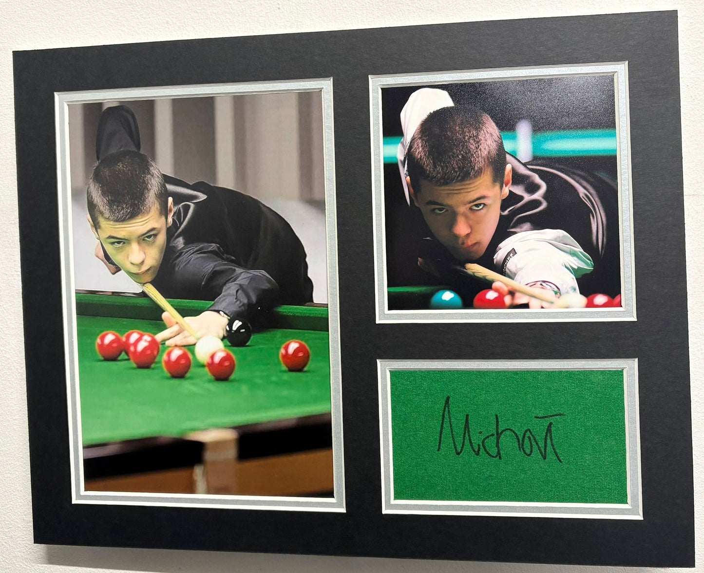 Youngest Ever Snooker Professional Michal Szubarczyk Signed Baize Display + Cert
