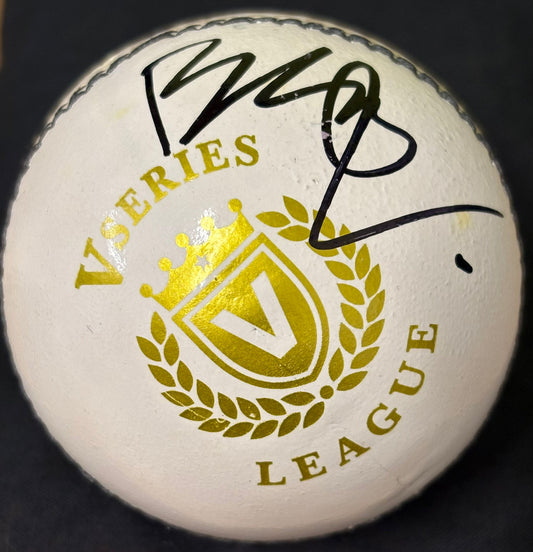 England & Durham Cricketer Brydon Carse Signed White Cricket Ball + Dealer COA