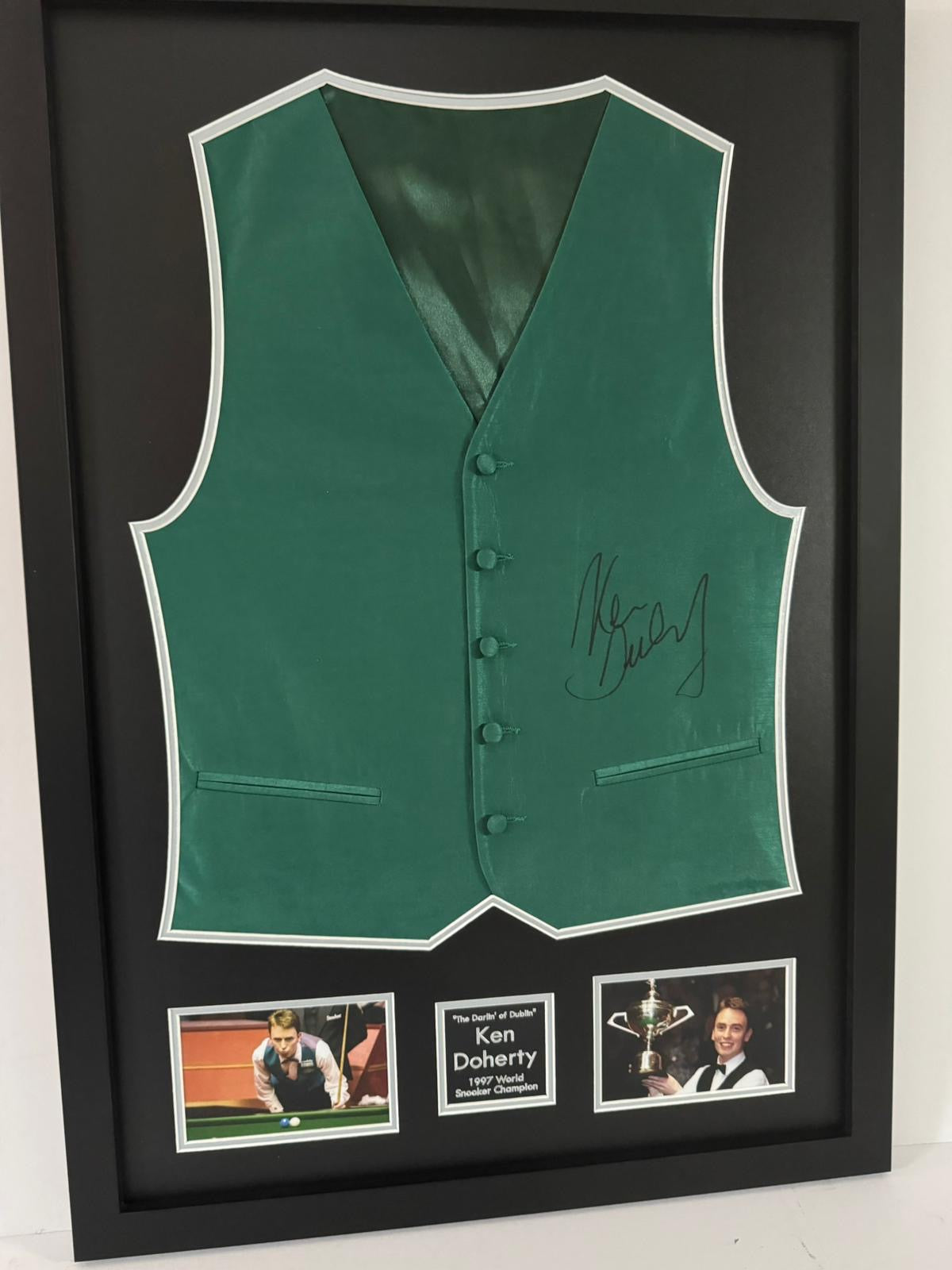 Ken Doherty 1997 Snooker World Champion In Person Signed Framed Waistcoat + COA