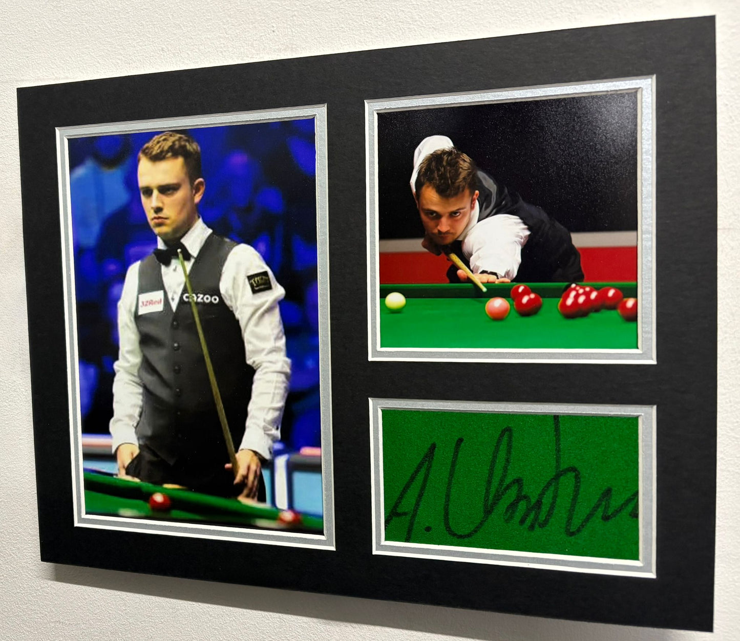 First Swiss Professional Snooker Player Alexander Ursenbacher Signed Baize Display + Cert