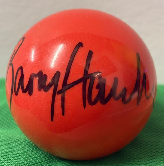 Barry 'The Hawk' Hawkins Signed Red Snooker Ball + Dealer COA