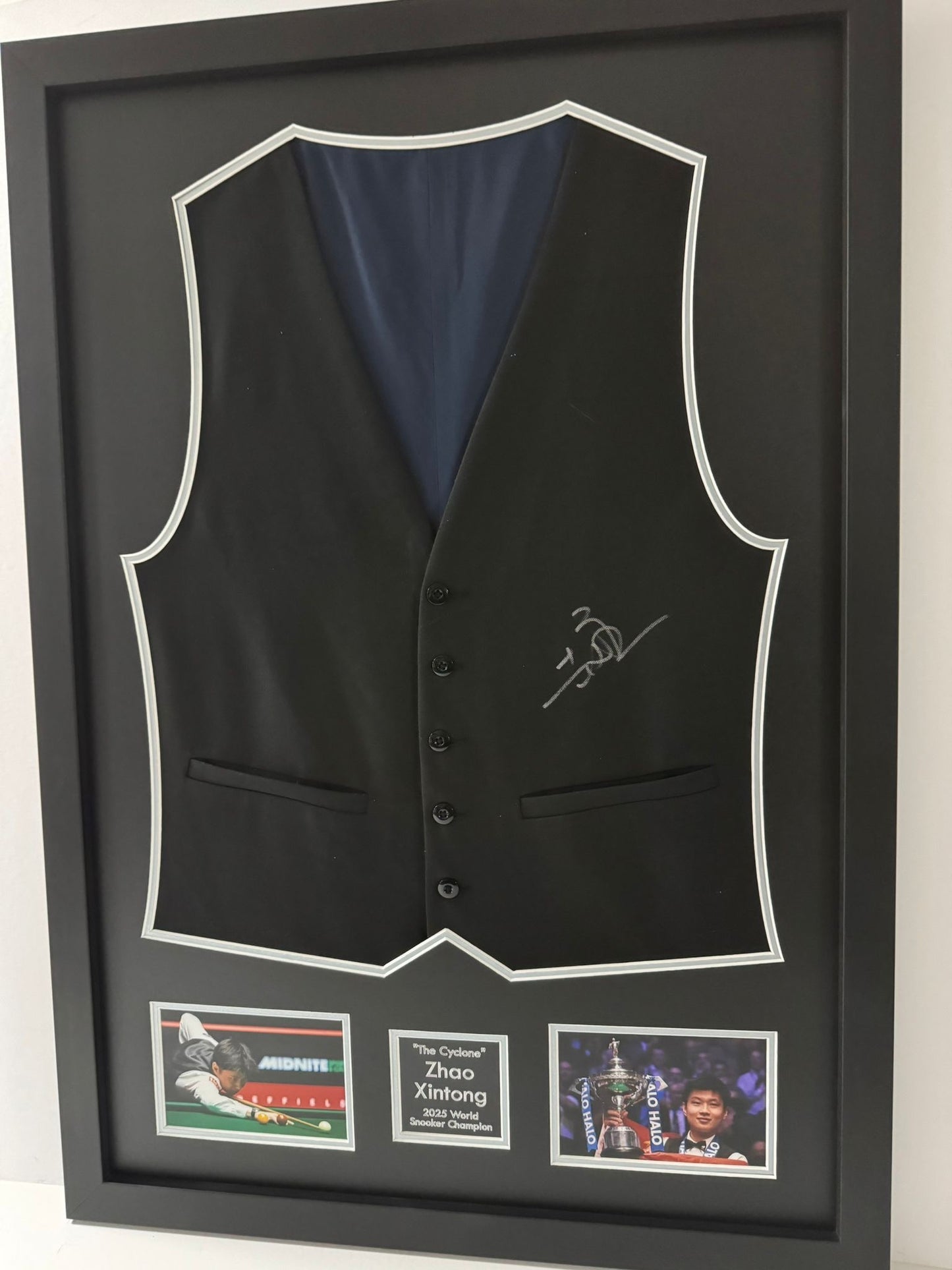 2025 World Snooker Champion Zhao Xintong Signed & Framed Waistcoat + Cert