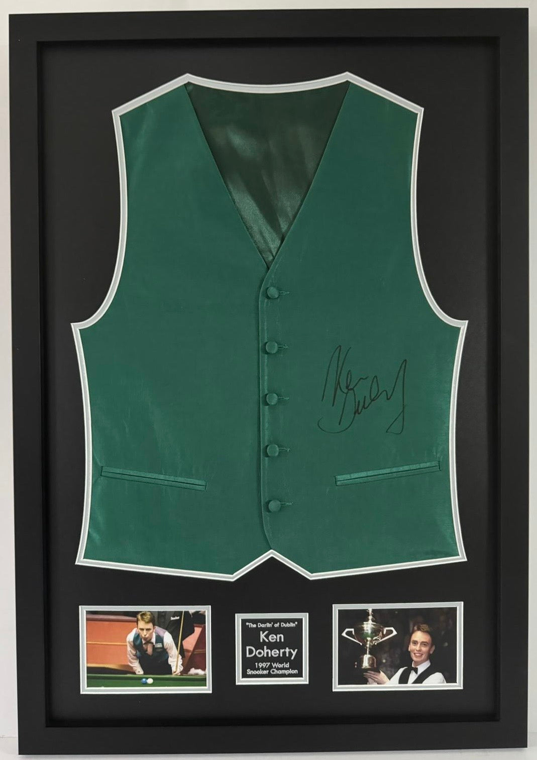 Ken Doherty 1997 Snooker World Champion In Person Signed Framed Waistcoat + COA