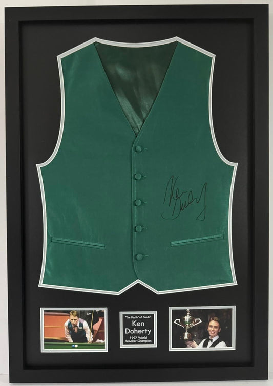 Ken Doherty 1997 Snooker World Champion In Person Signed Framed Waistcoat + COA