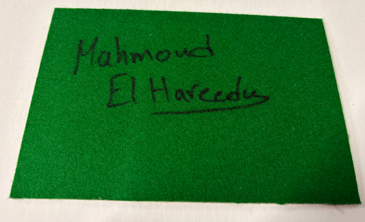 World Snooker Tour Player Mahmoud El Hareedy Signed Green Snooker Baize + COA