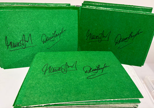Snooker Legends Dennis Taylor & Steve Davis Signed Green Snooker Baize + Cert
