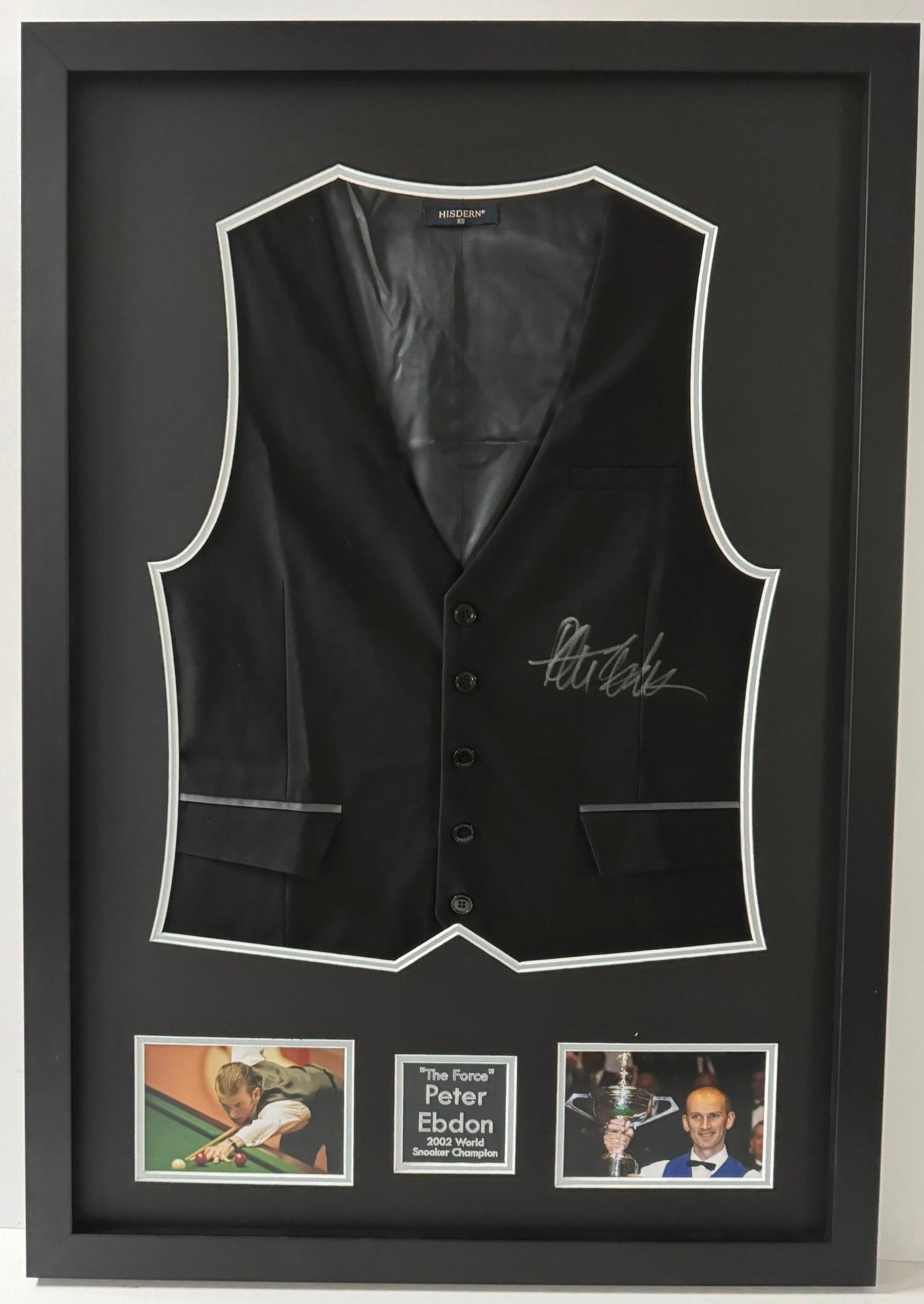 2002 World Snooker Champion Peter Ebdon Signed & Framed Waistcoat + COA