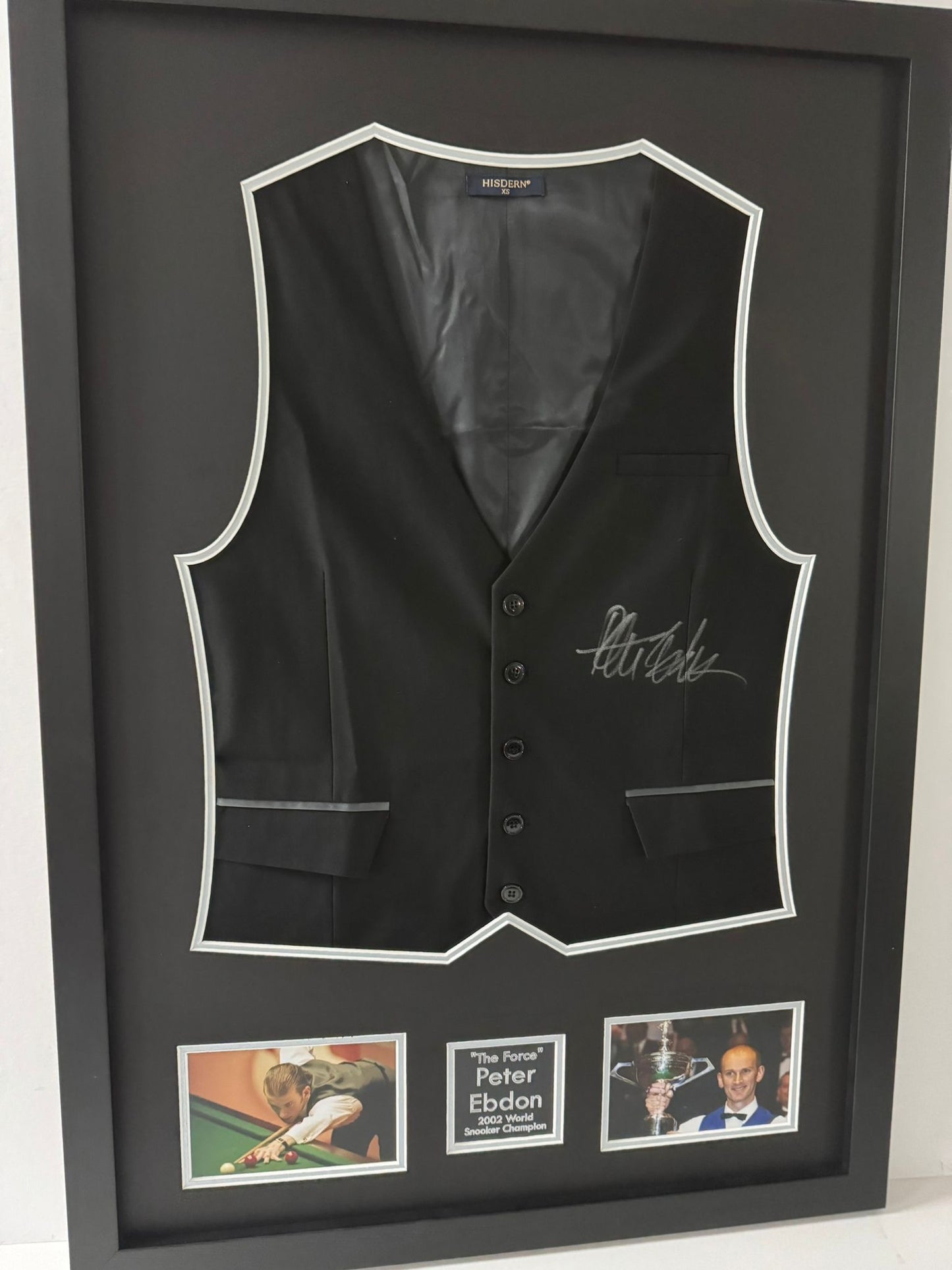 2002 World Snooker Champion Peter Ebdon Signed & Framed Waistcoat + COA