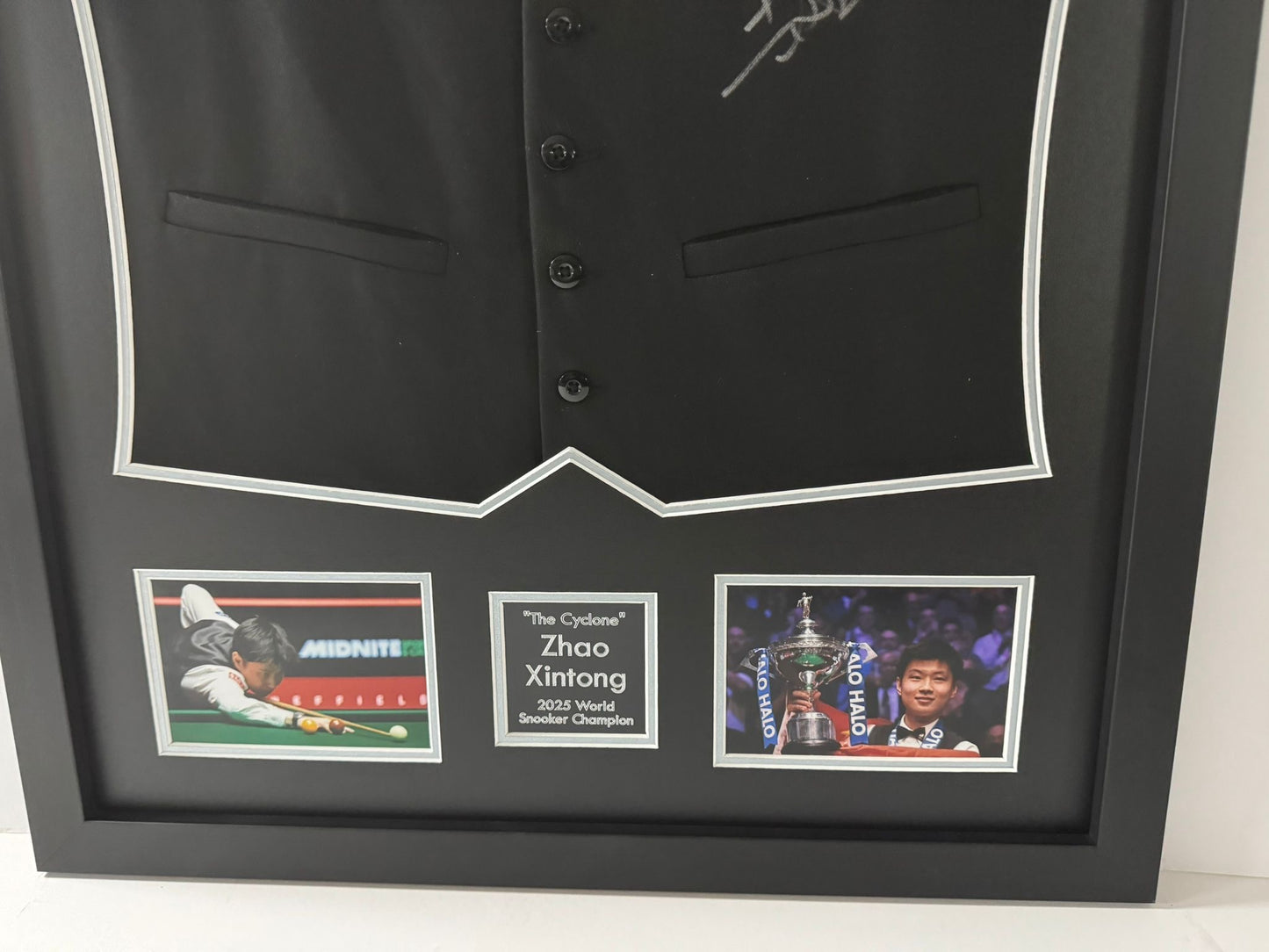 2025 World Snooker Champion Zhao Xintong Signed & Framed Waistcoat + Cert