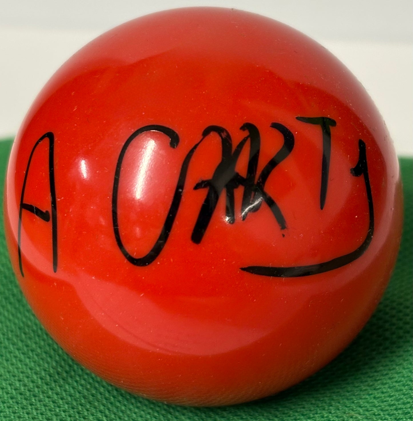 Former Snooker Player Ash Carty Signed Red Snooker Ball + COA