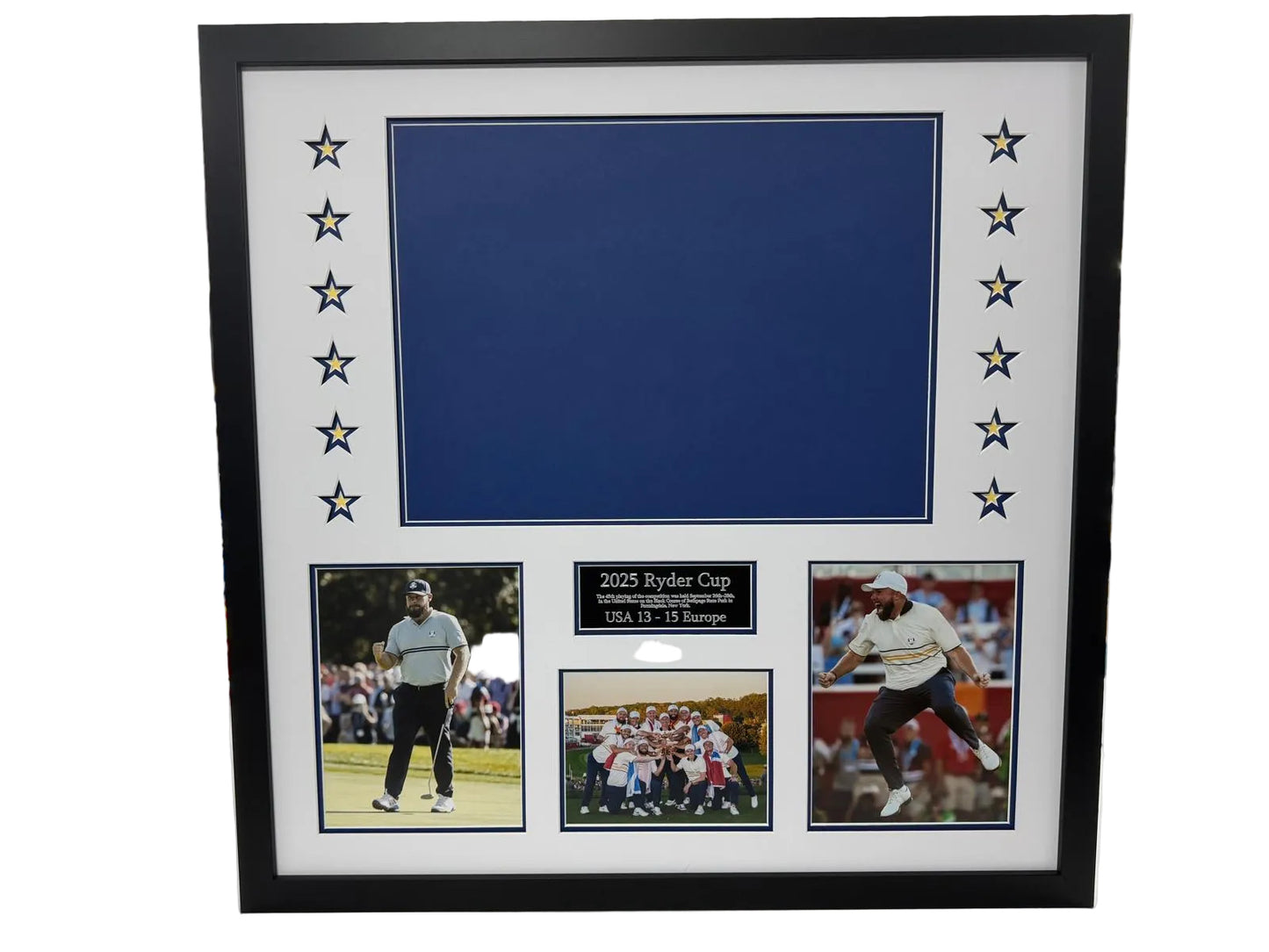 Framing Kit for 2025 Ryder Cup Golf Flag (Europe Won) - Photos & Plaque Included